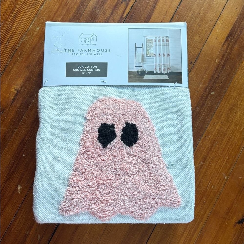 100% Cotton Pink Ghost Shower Curtain